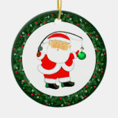 魚釣りクリスマスホリデーギフト セラミックオーナメント (正面)