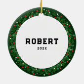 魚釣りクリスマスホリデーギフト セラミックオーナメント (裏面)