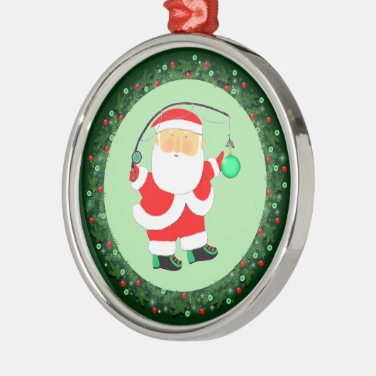 魚釣りクリスマス収集可能なセラミックオーナメント メタルオーナメント (左)