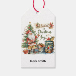魚釣りクリスマス魚釣り愛好家スクエア ギフトタグ
