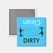 魚釣りクリーン – ダーティ食洗機磁石 マグネット (正面/裏面)