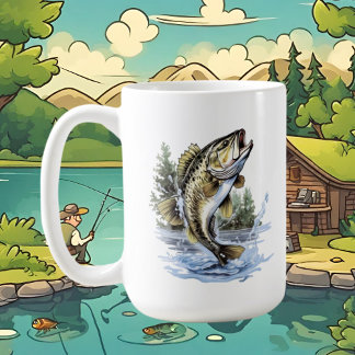 魚釣りクール愛好家はモノグラムを追加 コーヒーマグカップ