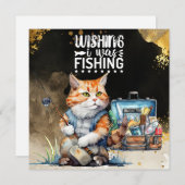 魚釣りグリーティングカードの水色 (正面/裏面)