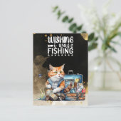魚釣りグリーティングカードの水色 ポストカード (スタンド正面)