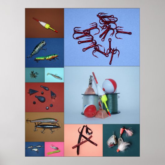 魚釣りコラージュのポスター ポスター (正面)
