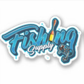 魚釣りサプライブルーステッカー |ダイカットのシール シール (正面)