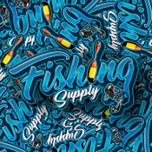 魚釣りサプライブルーステッカー |ダイカットのシール シール