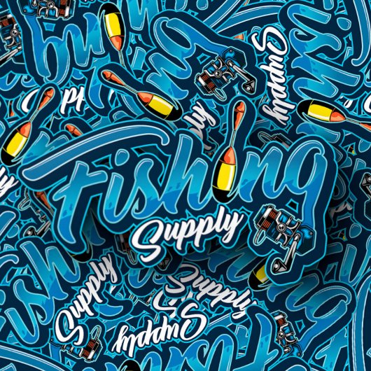 魚釣りサプライブルーステッカー |ダイカットのシール シール