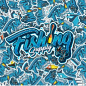 魚釣りサプライブルーステッカー |ダイカットのシール シール