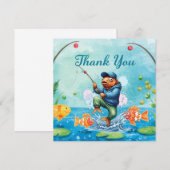 魚釣りサンキューカードと少年魚釣り サンキューカード (正面/裏面)