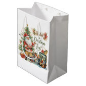 魚釣りサンタとの魚釣り愛好家のためのクリスマス ミディアムペーパーバッグ (正面アングル)