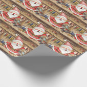 魚釣りサンタとの魚釣り愛好家のためのクリスマス ラッピングペーパー (角)