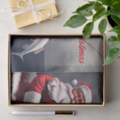 魚釣りサンタクロースメリークリスマスデクページ 薄葉紙 (ギフト)