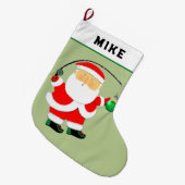 魚釣りサンタ ラージクリスマスストッキング (正面 (吊り時))