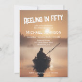 魚釣りサンライズフィッシャーマン50誕生日 招待状 (正面)