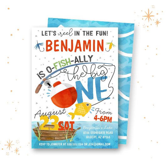 魚釣りザビッグワン誕生日招待状 招待状