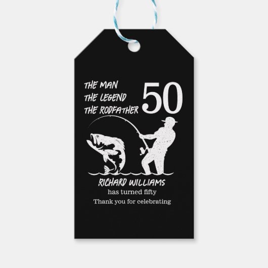 魚釣りザレジェンドロドファーズ50誕生日 ギフトタグ (正面)