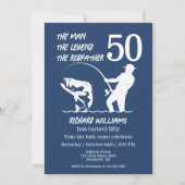 魚釣りザレジェンドロドファーズ50誕生日 招待状 (正面)