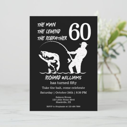 魚釣りザレジェンドロドファーズ60誕生日 招待状 (スタンド正面)