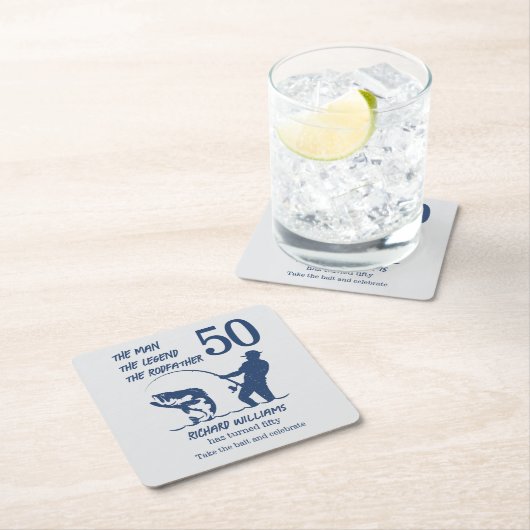 魚釣りザロードファービッグフィッシュ50誕生日 スクエアペーパーコースター (インサイチュ)
