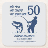 魚釣りザロードファービッグフィッシュ50誕生日 スクエアペーパーコースター (正面)