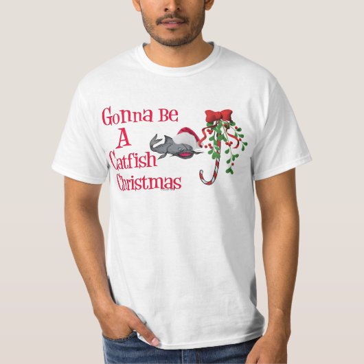 魚釣りシおもしろいャツ魚釣りユーモア魚釣りナマズ Tシャツ (正面)