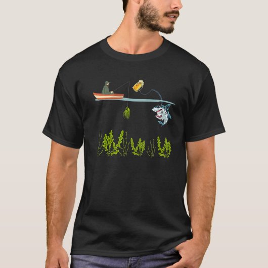 魚釣りシャーク漁師素晴らしホワイトシャーク漁師 Tシャツ (正面)