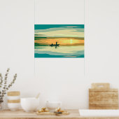 魚釣りシンプルアートワーク |ポスター ポスター (キッチン)