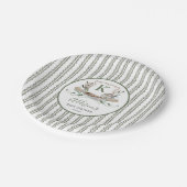 魚釣りシール名門私立校風の、魚の誕生日シール ペーパープレート (アングル)