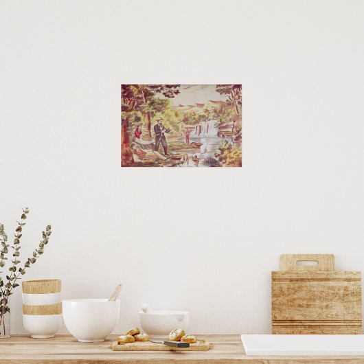 魚釣りシーン ポスター (キッチン)