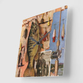 魚釣りスチルライフバイジョンアサートン スクエア壁時計 (傾斜)