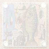 魚釣りスティルライフby John Atherton ガラスコースター (裏面)