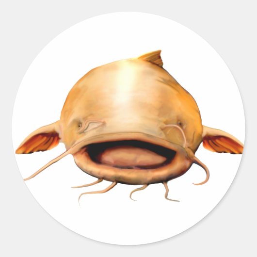 魚釣りスマイル ラウンドシール (正面)