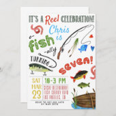 魚釣りセブンス誕生日 招待状 (正面/裏面)