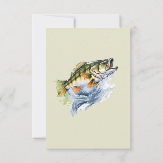 魚釣りセージ緑リール励起ベビーシャワー サンキューカード (裏面)