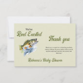 魚釣りセージ緑リール励起ベビーシャワー サンキューカード (正面)