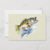 魚釣りセージ緑リール励起ベビーシャワー サンキューカード (裏面)