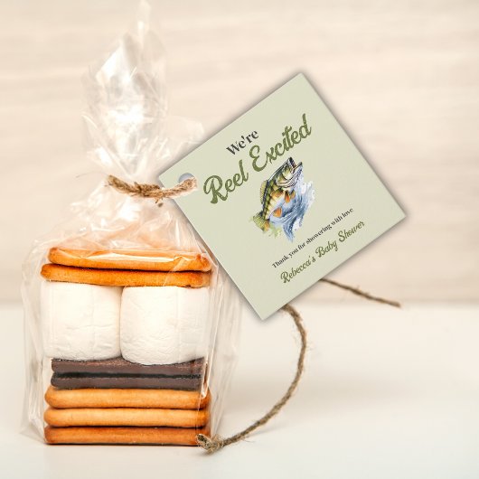 魚釣りセージ緑リール励起ベビーシャワー フェイバータグ