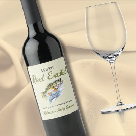 魚釣りセージ緑リール励起ベビーシャワー ワインラベル