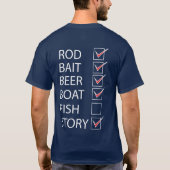 魚釣りチェックオフリストBeer Drinker Tおもしろいシャツ Tシャツ (裏面)