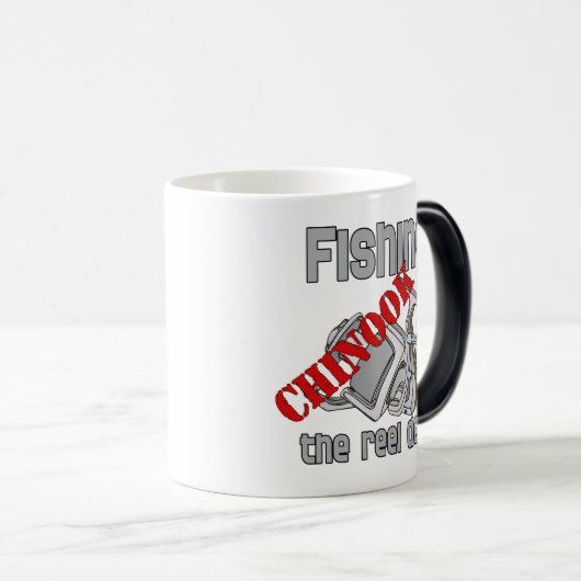 魚釣りチヌークサーモンザリールディール魚釣り モーフィングマグカップ (正面右)