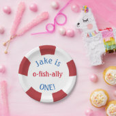魚釣りテーマのプレート(誕生日) ペーパープレート (パーティー)