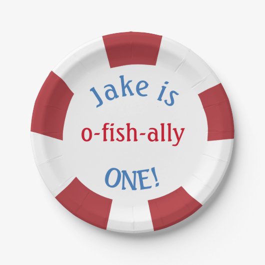 魚釣りテーマのプレート(誕生日) ペーパープレート (正面)