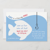 魚釣りテーマの誕生日パーティー招待状 招待状 (正面)