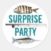 魚釣りテーマサプライズパーティー招待状封筒用シール ラウンドシール (正面)