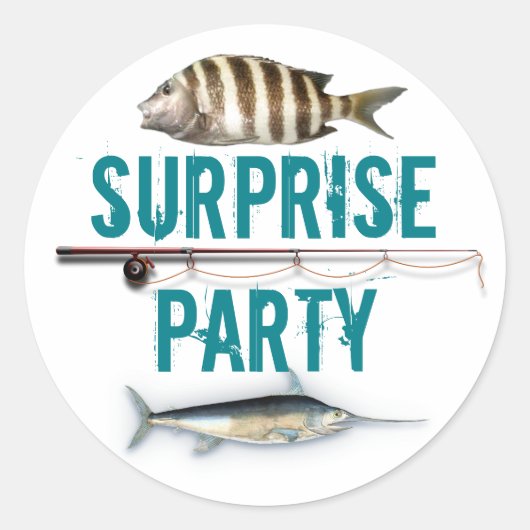 魚釣りテーマサプライズパーティー招待状封筒用シール ラウンドシール (正面)