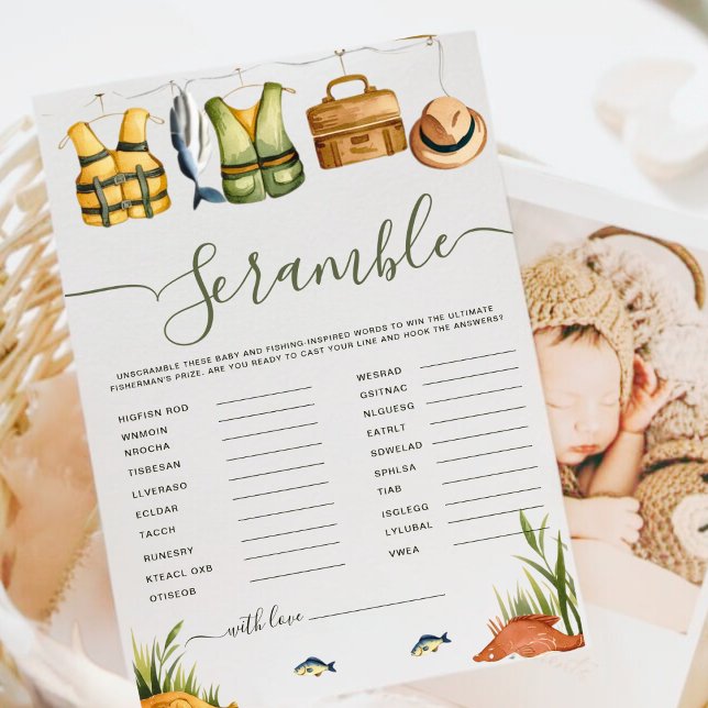 魚釣りテーマベビーシャワー非スクランブルワードゲーム (クリエイターアップロード済み)