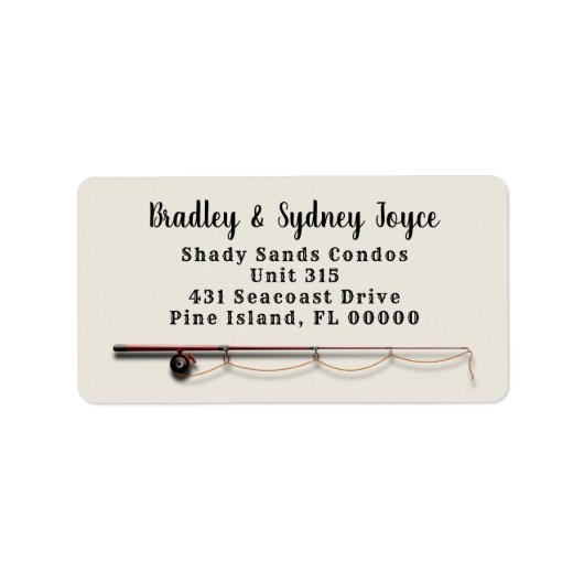 魚釣りテーマホワイトビッグ住所 シール (正面)