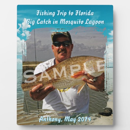 魚釣りテーマラグーンスカイスタンディングフォトフレーム フォトプラーク (正面)