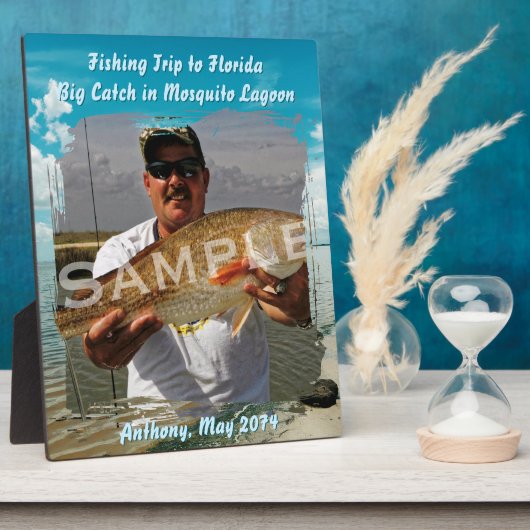 魚釣りテーマラグーンスカイスタンディングフォトフレーム フォトプラーク (側面)